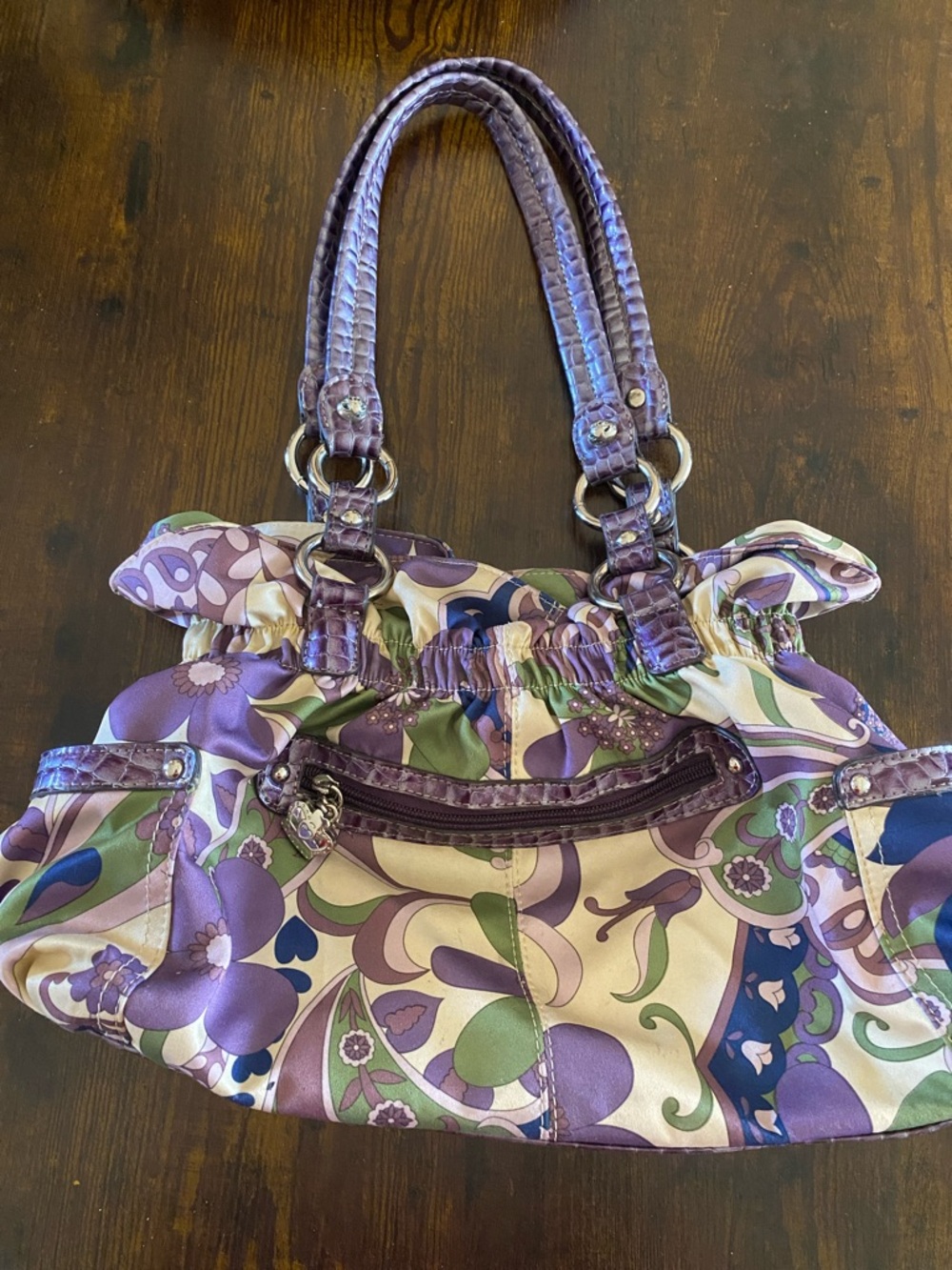 Kathy van Zeeland Purple Floral Pattern Hobo    Purse - Picture 2 of 15